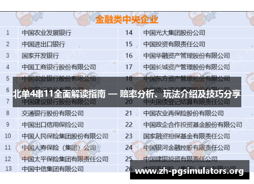 北单4串11全面解读指南 — 赔率分析、玩法介绍及技巧分享